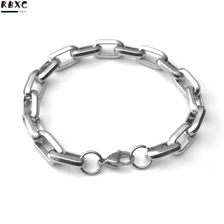 

Rbxc Titanium Steel Men's Bracelet Stainless Steel Handmade Cuban Chain Hip Hop Domineering Reverse Buckle Chain Jewelry