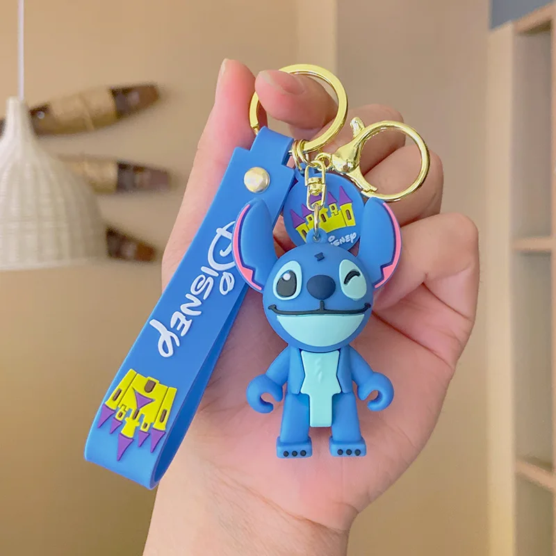 

Disney Cartoon Stitch Keychain Cute Mickey Doll Keyring Ornament Fashion Couple Bag Car Key Chain Friend Gift