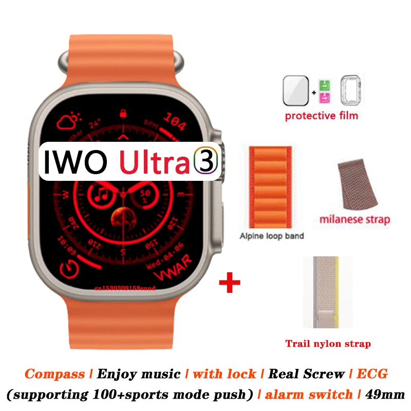 

IWO Ultra 3 Smart Watch Men Women 49mm 2.2 inch HD Screen Compass NFC Enjoy Music Smartwatch Series 8 Games Sports Fitness Watch