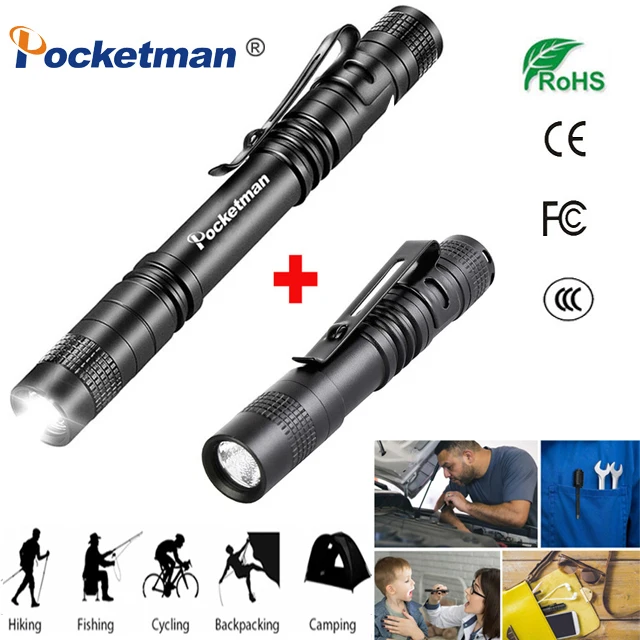 

Mini Portable Flashlight Waterproof Small Penholder Night Walking Lighting Car Repair Light Work LED Torch power by AAA Battery