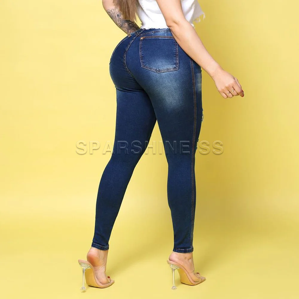 

Женские узкие брюки-карандаш, рваные джинсы, модные узкие джинсовые брюки, облегающие пикантные Летние удобные эластичные длинные брюки, 2023