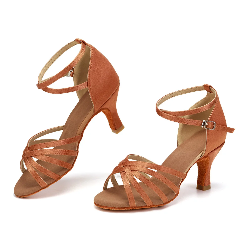 Женская Профессиональная Обувь Для Латинских Танцев Атласная Верхняя Стелька Из