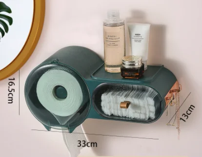

Face Cloth Storage Rack Toilet Tissue Box Dustproof Storage Wall-Mounted Tissue Holder No Punching Hang Shelf