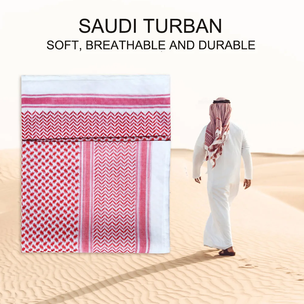 

Muslim Headscarf Plaid Headscarf Dubai Arabic Middle East Anti-sunburn Neck Wrap Shawl for Desert Windproof breathable Headcover