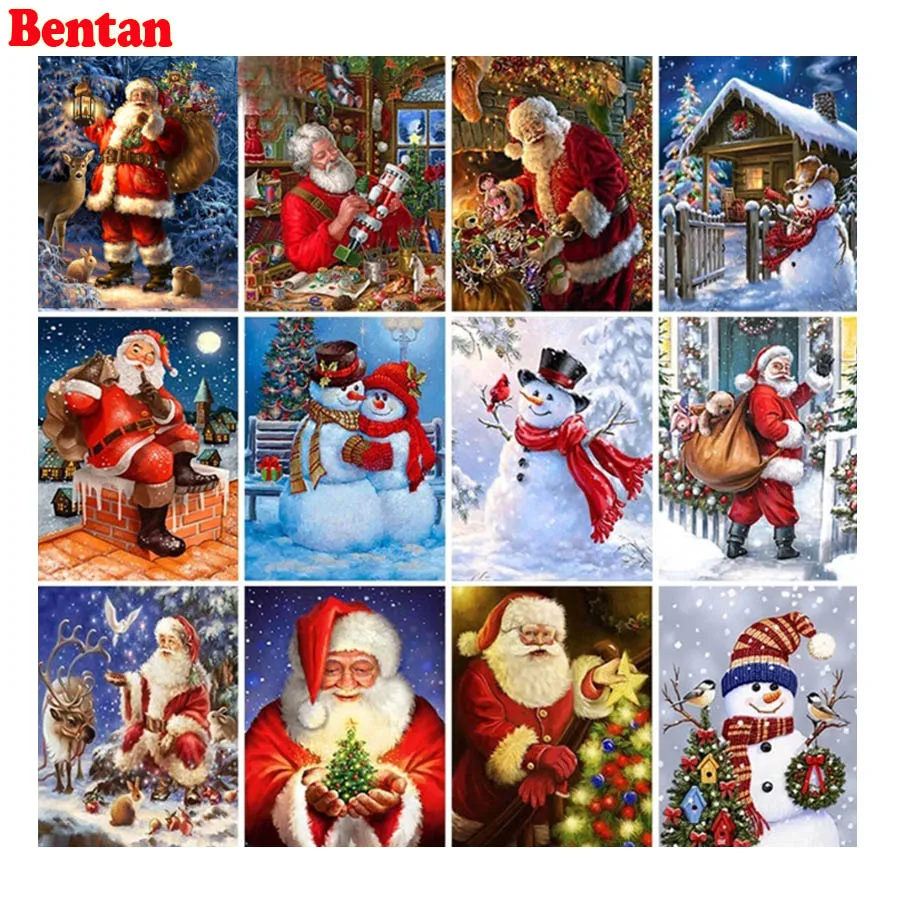 

Christmas 5D Diamond Painting For Children Santa Claus Diamond Mosaic Cartoon Snowman Rhinestone Embroidery Full Round Drill