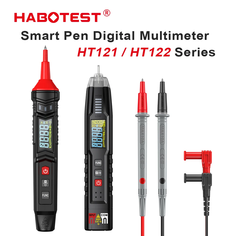 

HABOTEST HT121 HT122 Digital Pen Type Multimeter Voltage Tester Smart Multi-meter NCV Phase Sequence Auto Ranging Multimetro
