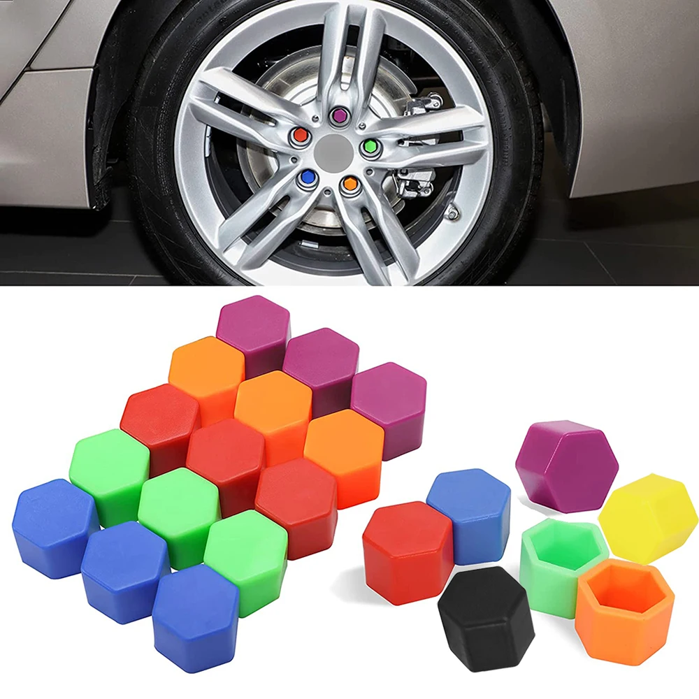 20Pcs 17mm 19mm 21mm Black Car Wheel Caps Bolts Covers Nuts Silicone Auto Wheel Hub Protectors Screw Cap Styling Anti Rust Cover