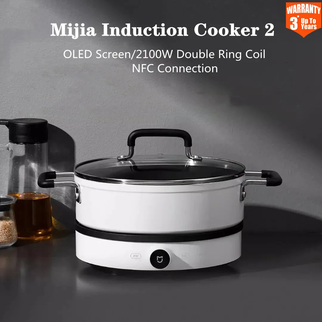 

Electric Induction Cooker 2 Adjustable Heat 99Levels Flames Multifunctional OLED Screen Work with Mi Home APP 2100w 220v