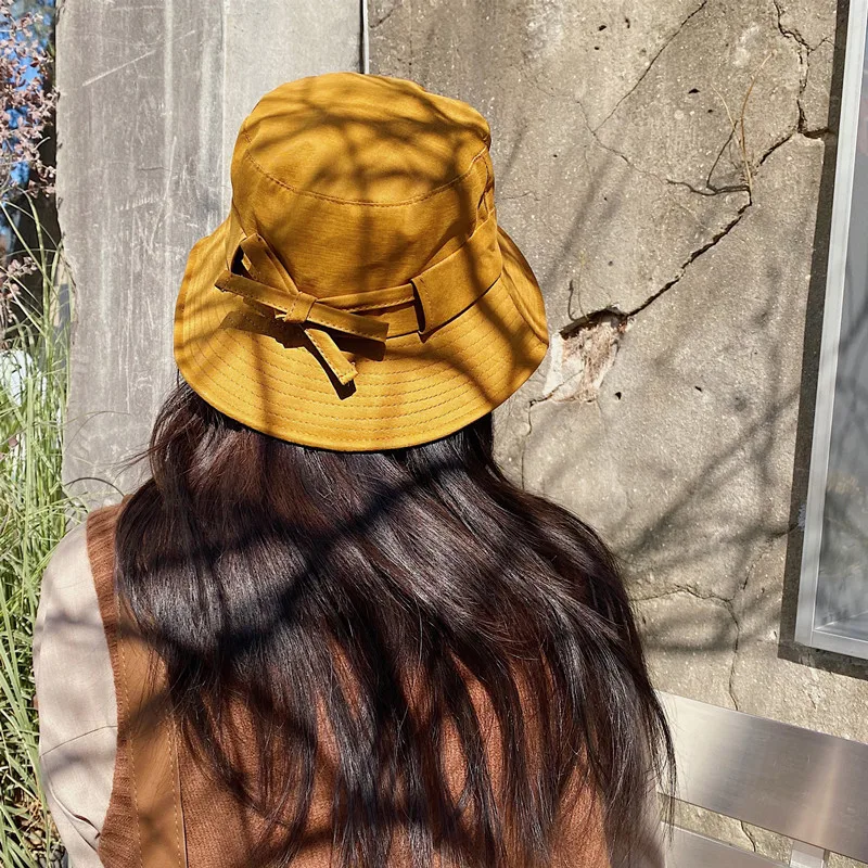 

Hat Female Summer 2022 New Fisherman Hat Korean Sun Hat Japanese Sun Hat Bow Big Brim Basin Hat Spring