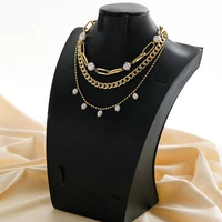 new gold fashion pearl necklace pendant 2 piece clavicle chains for women girl jewelry gifts