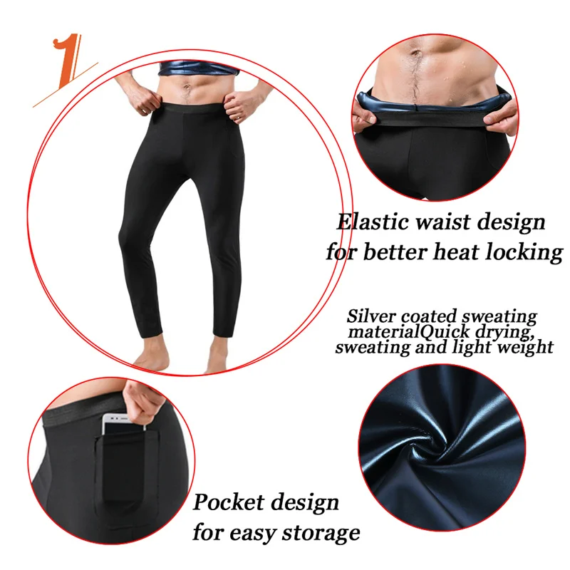 NINGMI Men Body Shaper Sauna Pants Man Waist Trainer Slimming Pants Suana Shaperwear Legging Pants Fittness Sweat Pants