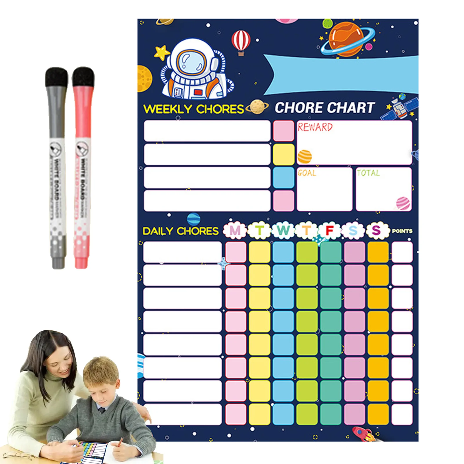 

Kids Schedule Board For Home Weekly Visual Schedule For Kids Magnetic Chore List Dry Erase Board Set With 2 Fine Tip Markers