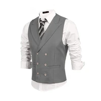 mens vest double breasted classic steampunk gentleman business groomsmen sleeveless jacket chaleco