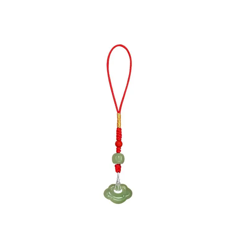 

Hotan Jade Mobile Phone Cord Chain Pendant Women's exquisite hand-woven red rope sterling silver antique pendant lovely pendant
