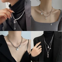 niche design letter necklace womens titanium steel does not fade sweater chain hip hop pendant jewelry
