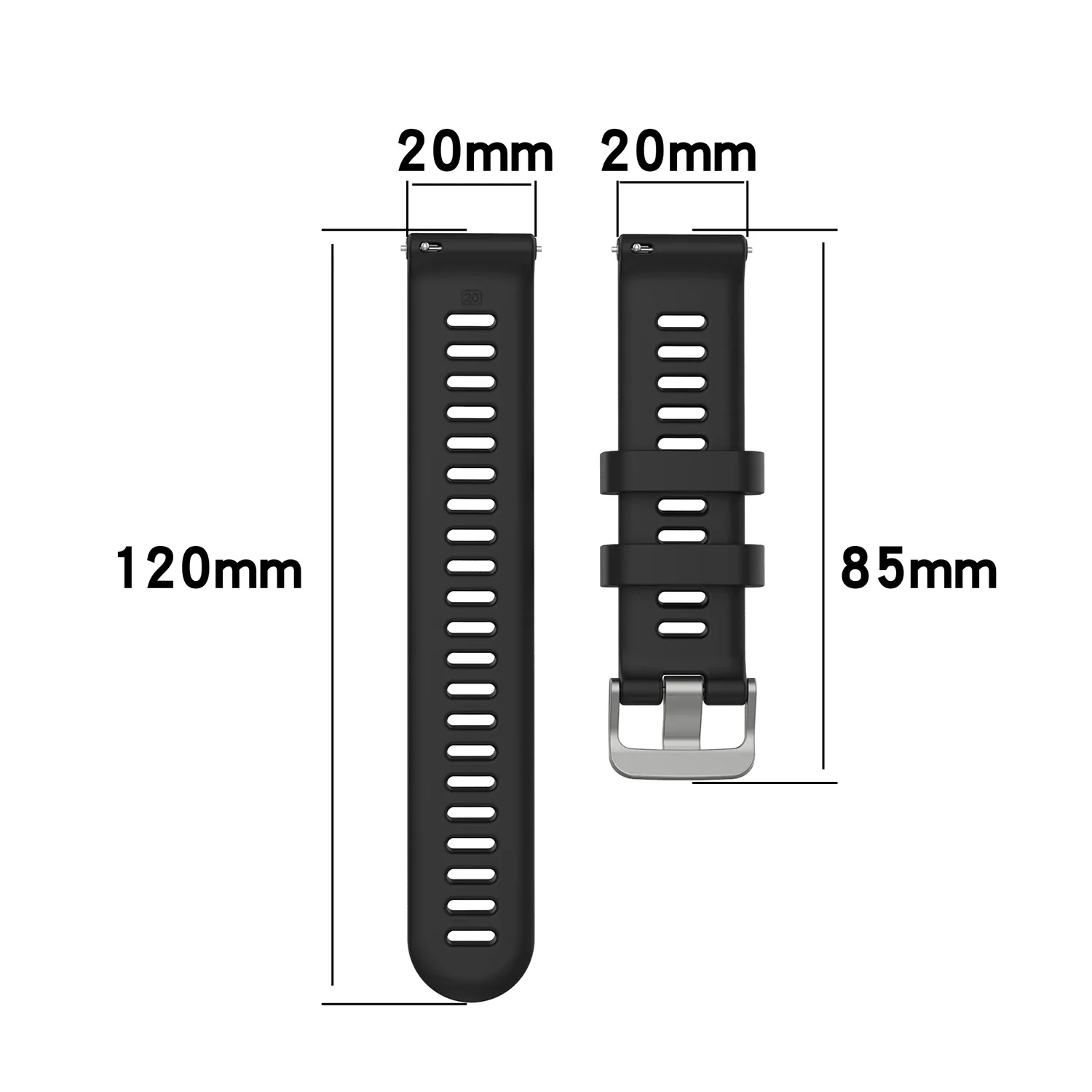 Ремешок силиконовый для смарт-часов Garmin Forerunner 55 158 245 645, 20 мм (art.: 3920c8a41b580) - 3920c8a41b580