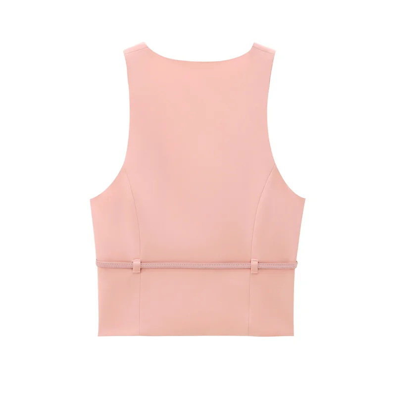 Новинка 2024 Женский облегающий жилет-футляр KEYANKETIAN с ремнем розовый тонкий