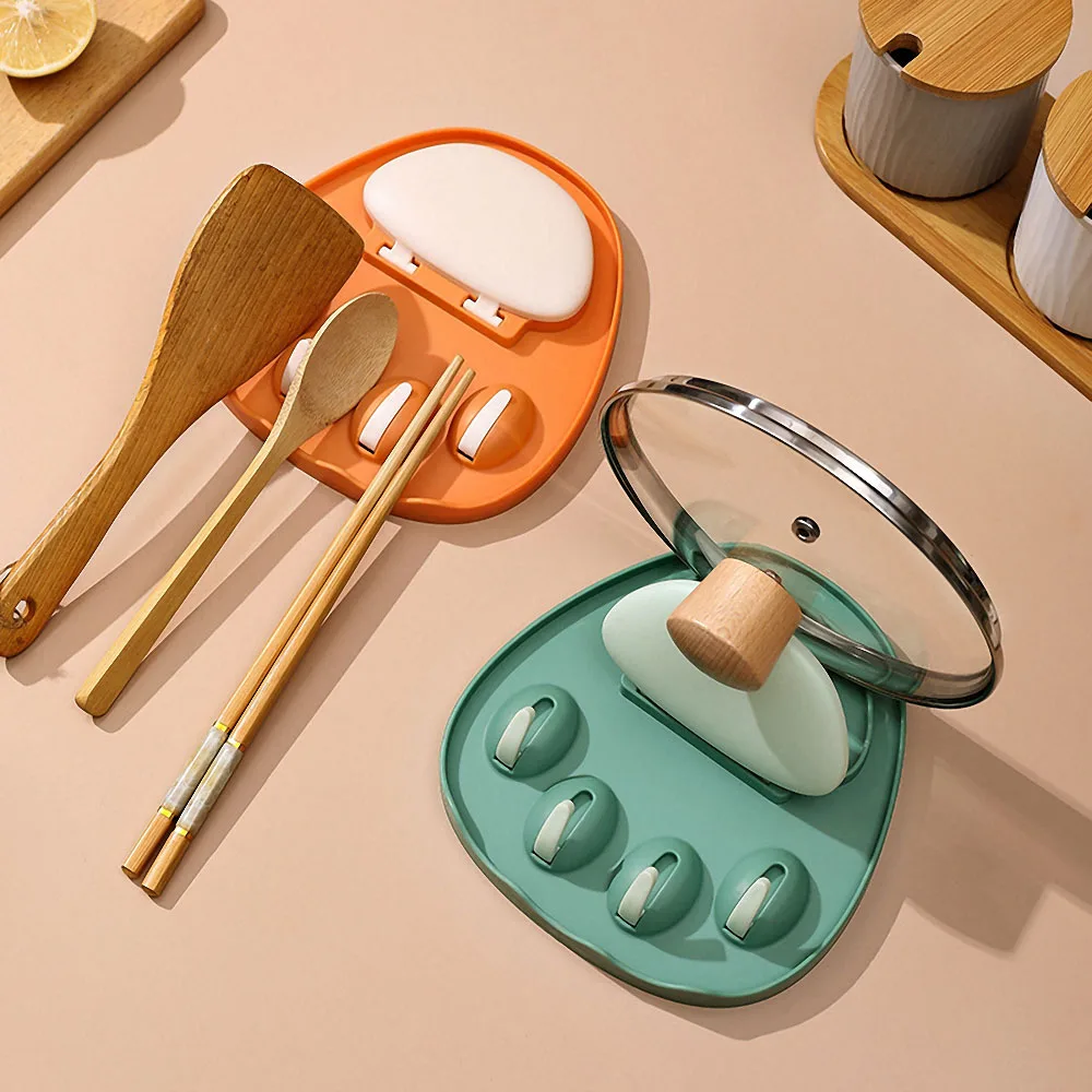 

Cute Cat Paw Punch Free Pot Lid Rack Multifunctional Shovel Spoon Hanging Holder Pot Cover Rack Kitchen Organizer Gadget