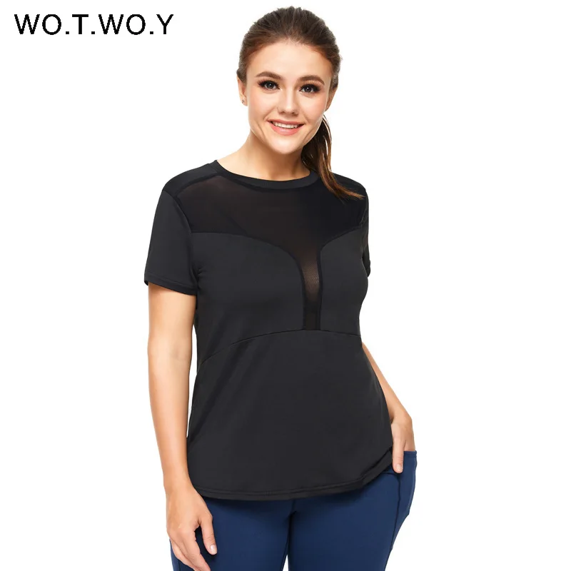 

Женские летние футболки Wo. T. W o.y, черные дышащие футболки с круглым вырезом, сетчатыми вставками, с коротким рукавом, для фитнеса, 2022