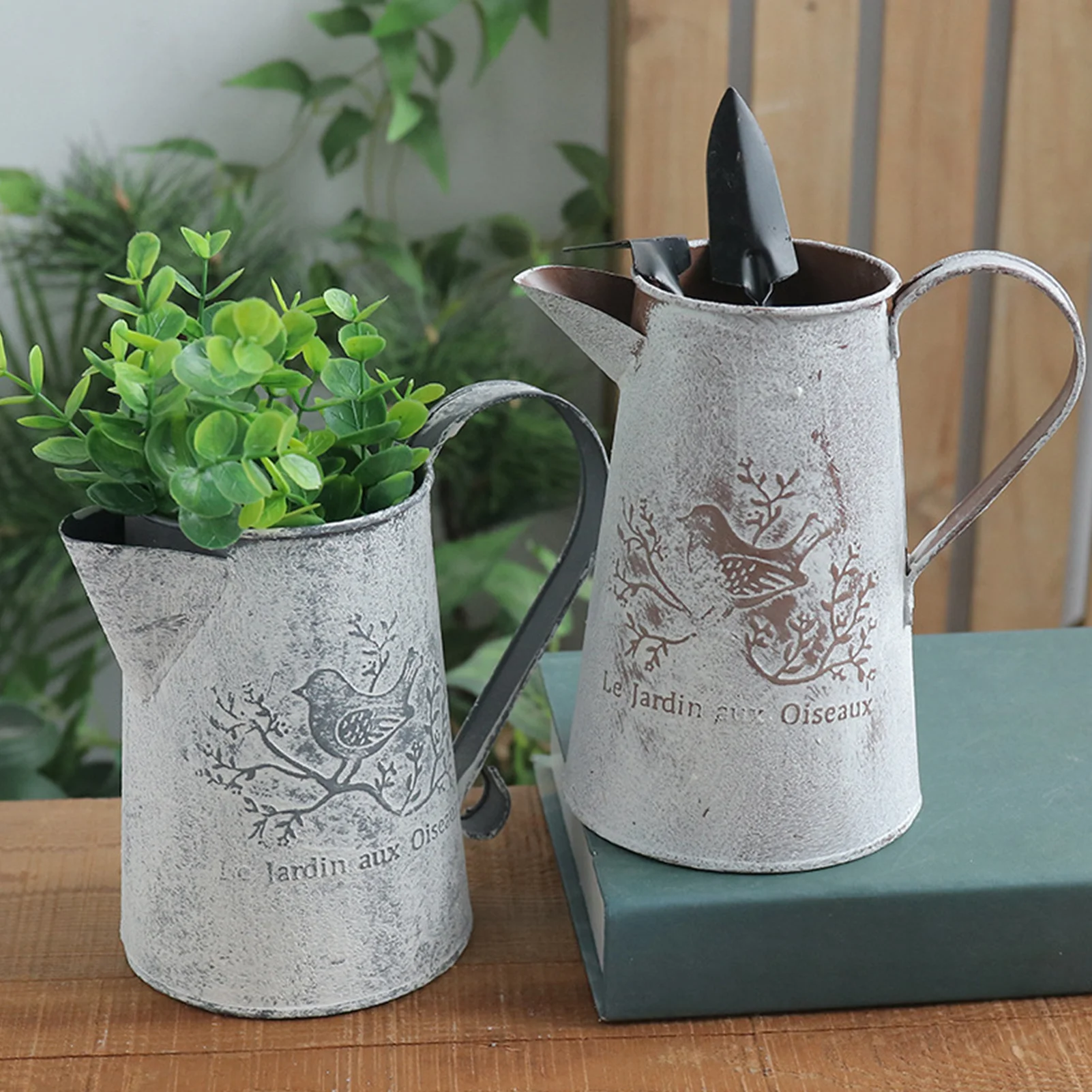 

1Pcs Flower Arrangement Flower Pot Retro Flower Vase Galvanized Metal Flower Ornament For Home Garden Office Modern Decor