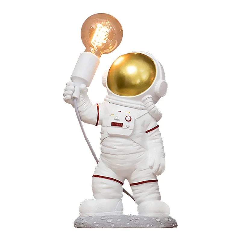 Space Man Sculpture Statue Astronaut 3D Printing Moon Wall Lamp Ins Plug-in Bedroom Bedside Lamp Creative Gift Aisle Decoration