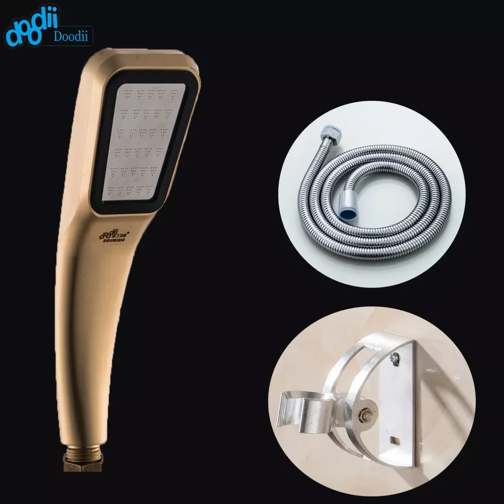 

DOODII Shower Head Set Water Saving 300 Hole ABS With Golden Shower 1.5m Stainless Steel Shower Hose Space Aluminum Showerholder