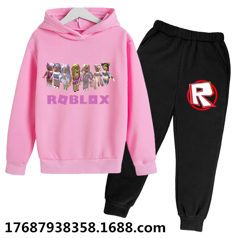 2023 Spring and Autumn Hoodie Children's Game Robloxing Printed Coat Girl Clothes Sweatshirt Trousers Casual Suit Birthday Gift