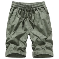 mens cargo shorts mens five point pants loose cotton casual pants elastic waist safari style mens summer mens mid pants