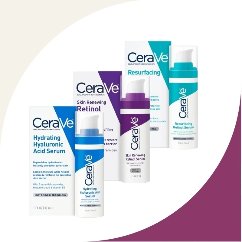 

Original CeraVe Resurfacing Retinol / Hydrating Hyaluronic Acid Serum / Skin Renewing Retinol Serum 30ml Collagen for Skin Care