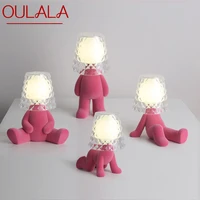 oulala nordic table lamp creative resin pink people shape desk light novelty led for home children bedroom living room decor