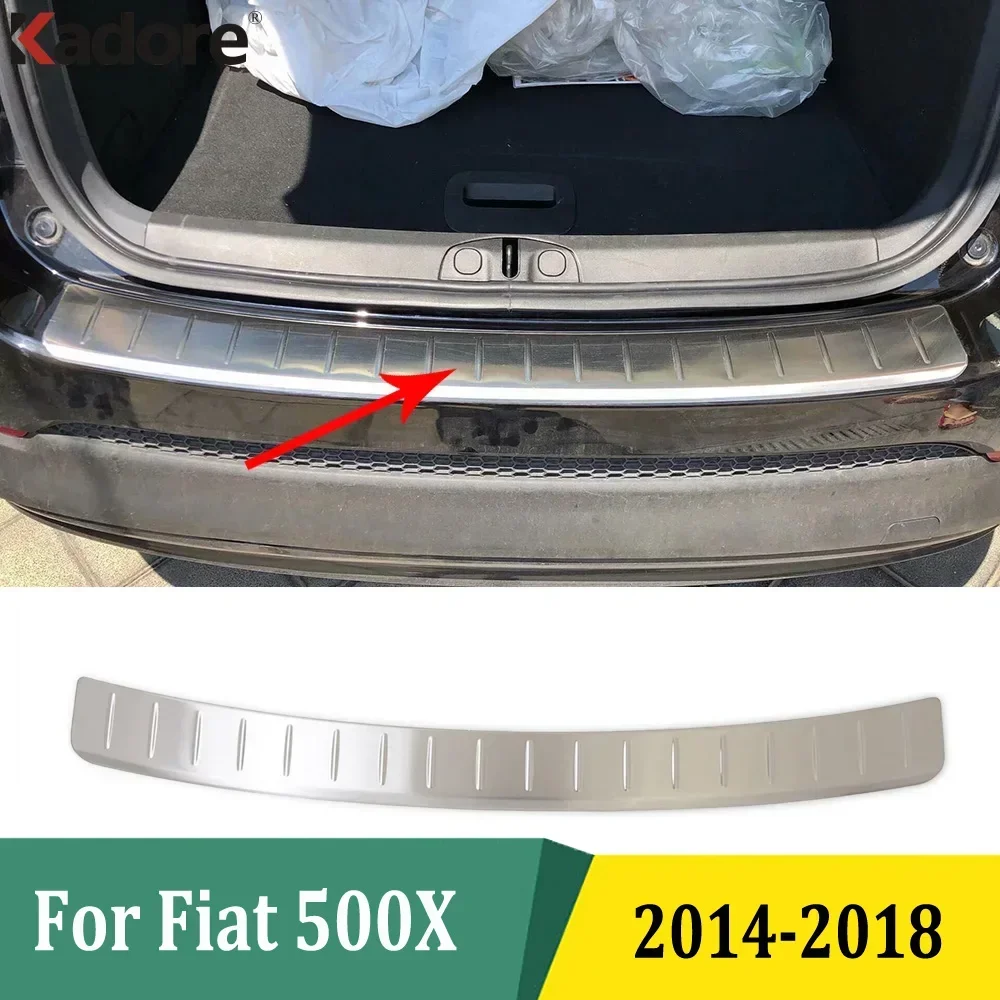 Фото Для Fiat 500X 2014 2015 2016 2017 2018 защита заднего бампера из нержавеющей стали, накладка на порог, крышка багажника, наклейка, автомобильные аксессуары №1