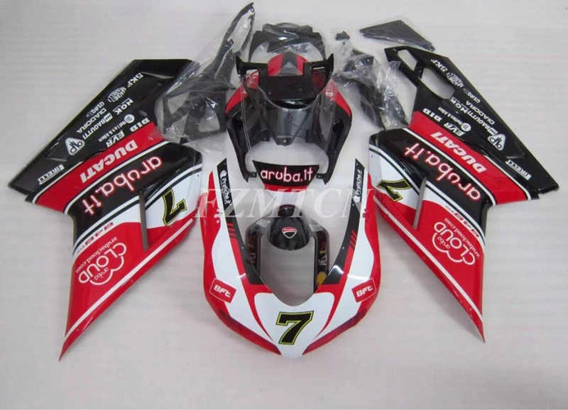 

New ABS Fairings Kit Fit For Ducati 848 1098 1198 07 08 09 10 11 12 2007 2008 2009 2010 2011 2012 Bodywork Set Black Red 7