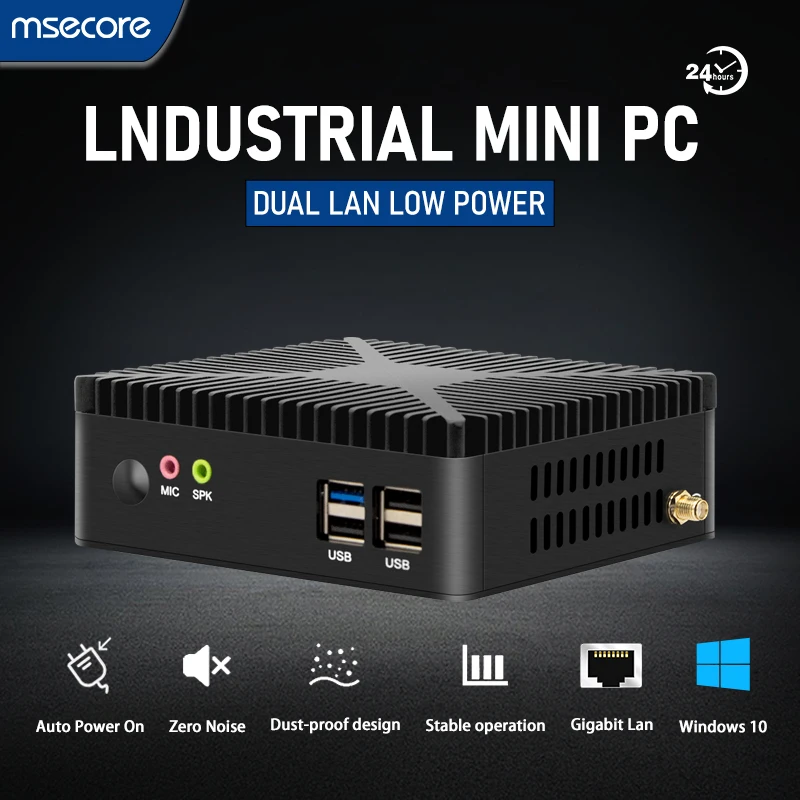 MSECORE Intel Celeron J1900 Fanless Mini PC Windows 10 Office Mini PC Linux Dual Lan Industrial Desktop Computer Portable PC