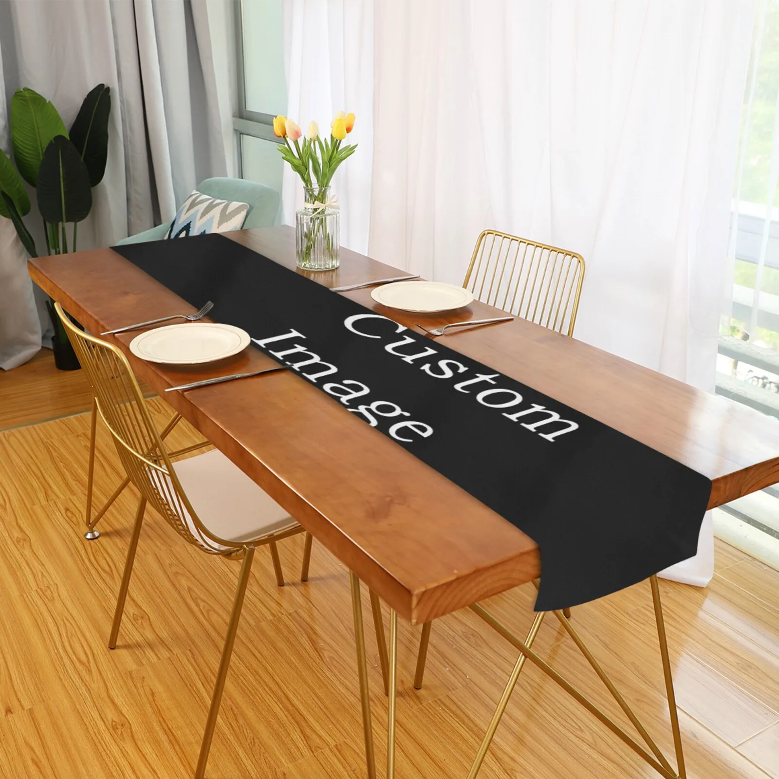 

Custom Rectangular Table Runner Kitchen Dining Heat Resistant Durable Table Flag Tablecloth Decor For Home Hotel Banquet Party