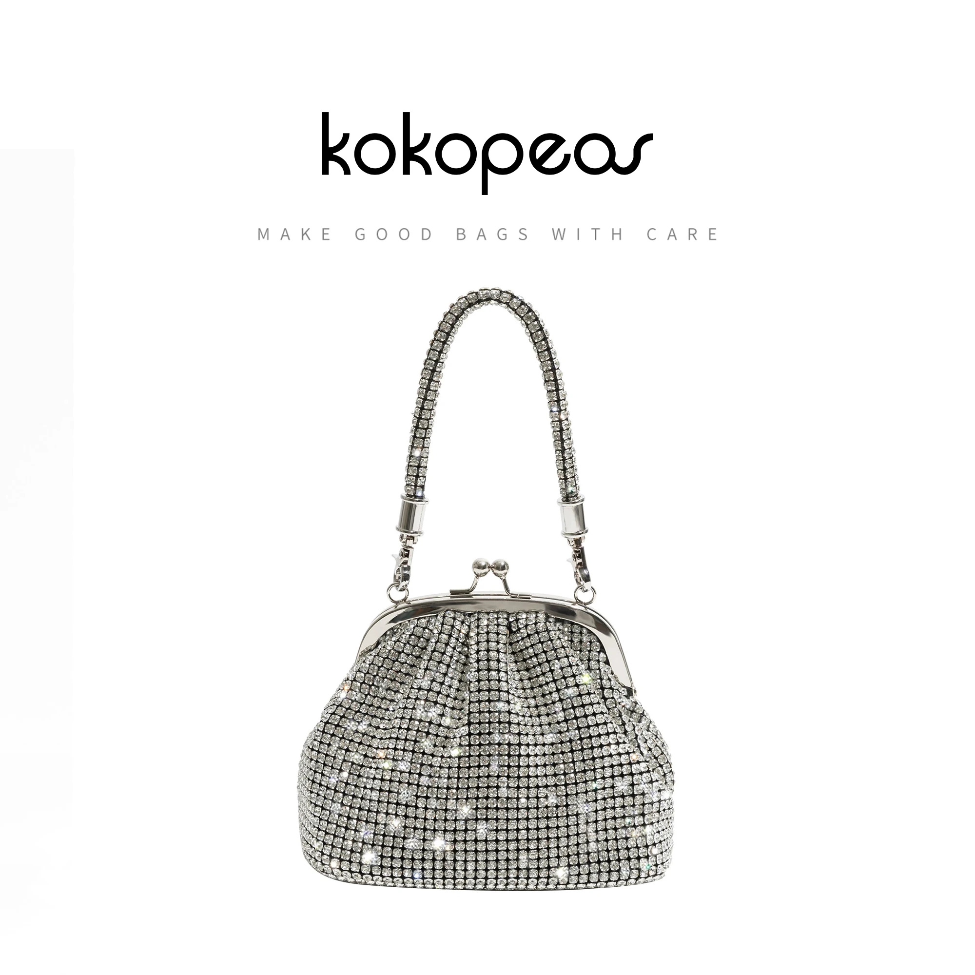 

KOKOPEA Bling Cloud-shape Rhinestone Women Top Handle Evening Purse Sparkling Crystal Crossbody Party Bag Shell Wedding Handbag