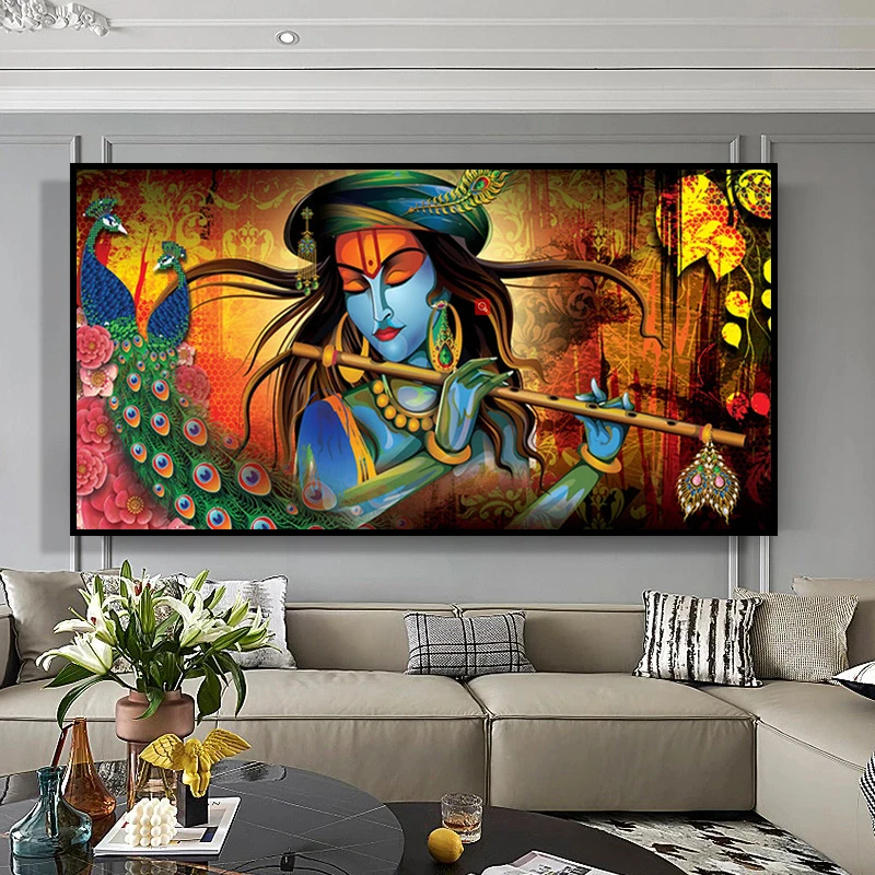 Нордический абстрактный Женщина-бог Индии настенная живопись плакат современный портрет печать на холсте Кришна Картины домашнего декора.