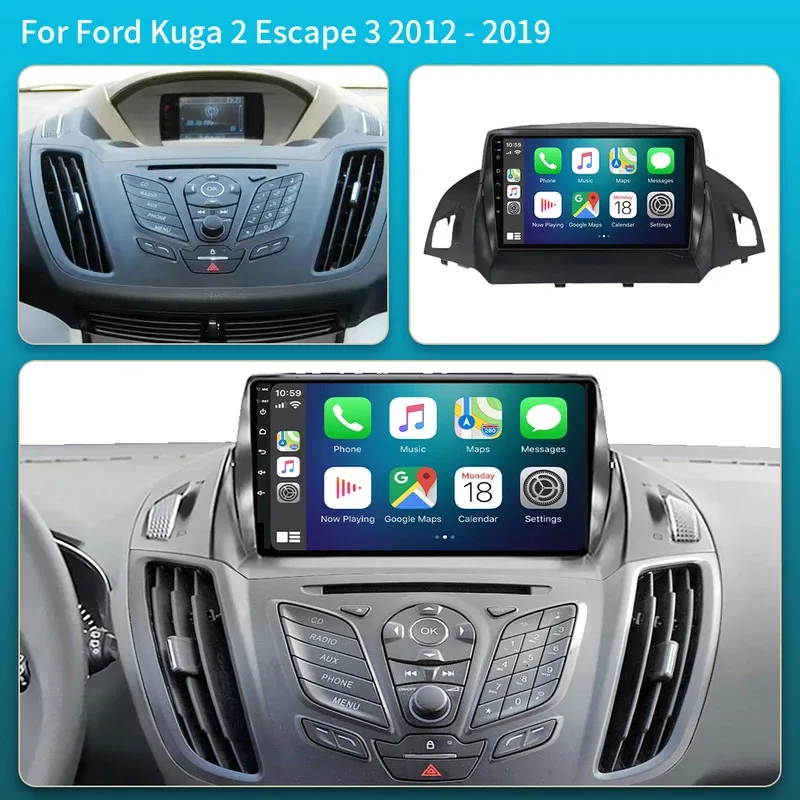 Фото Для Ford C-MAX Kuga 2 Escape 3 2012-2019: автомагнитола Android 16 с беспроводным CarPlay, GPS-навигацией, экраном, стереосистемой, видео и Bluetooth №1