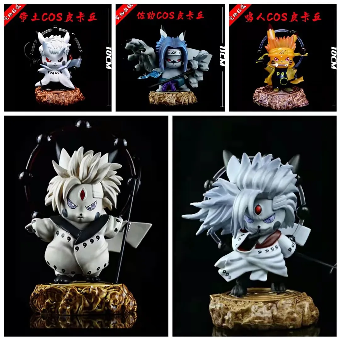 

Pokemon Pikachu cosplay Naruto Uzumaki Uchiha Sasuke Obito Anime Action Figure PVC toys Collection figures for friends gifts