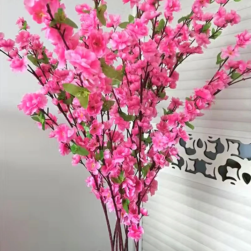 

125cm Artificial Silk Peach Flower Blossom Branch Home Christmas Decoration DIY Fake Flower Wedding Arrangement Accessories