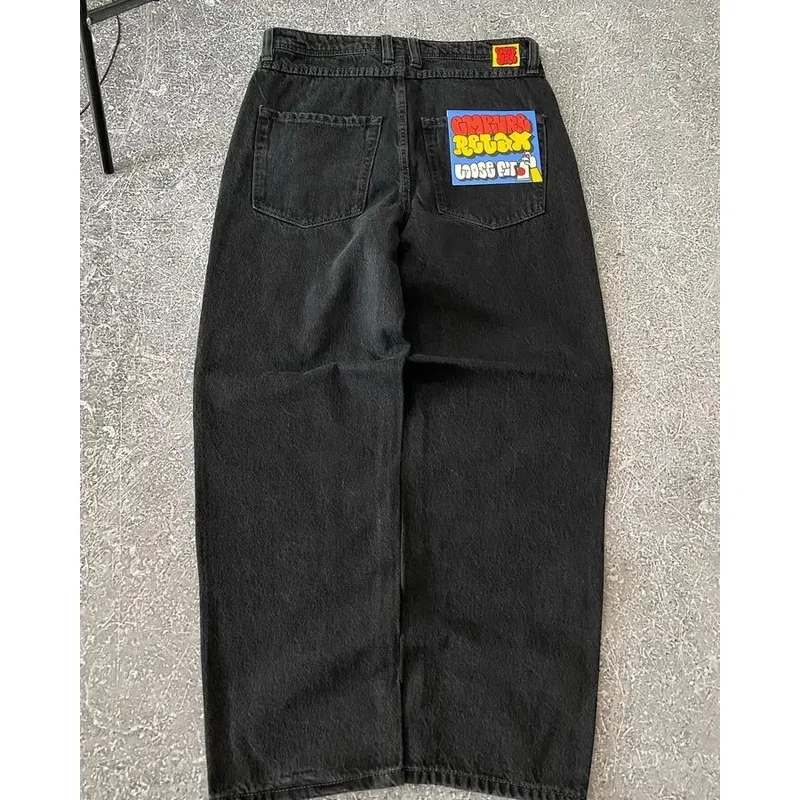 Уличная одежда Джинсы Empyre Y2K Хип-хоп Готический мультфильм Графический вышитый