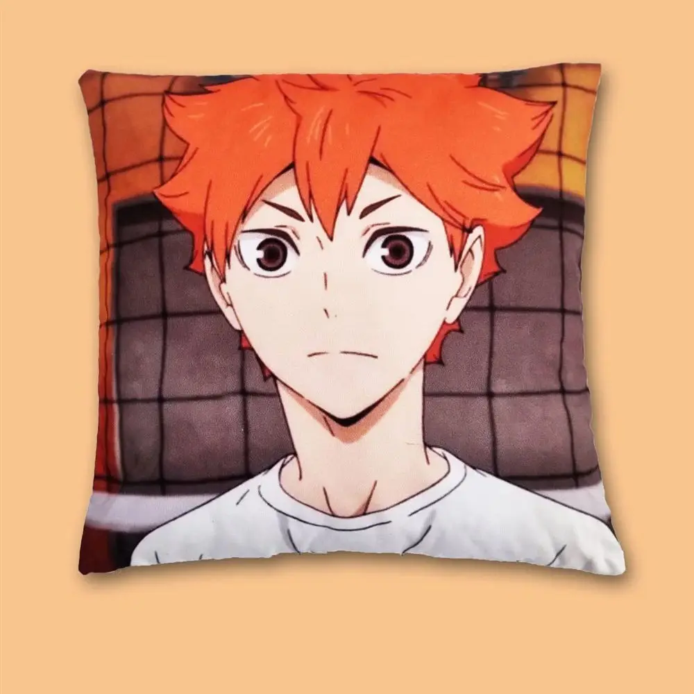 

2022 New Haikyuu Shoyo Hinata Double-Sided Print Pillowcase Home Decor Anime Logo Cushion cover Gift For Anime Loving 45x45cm