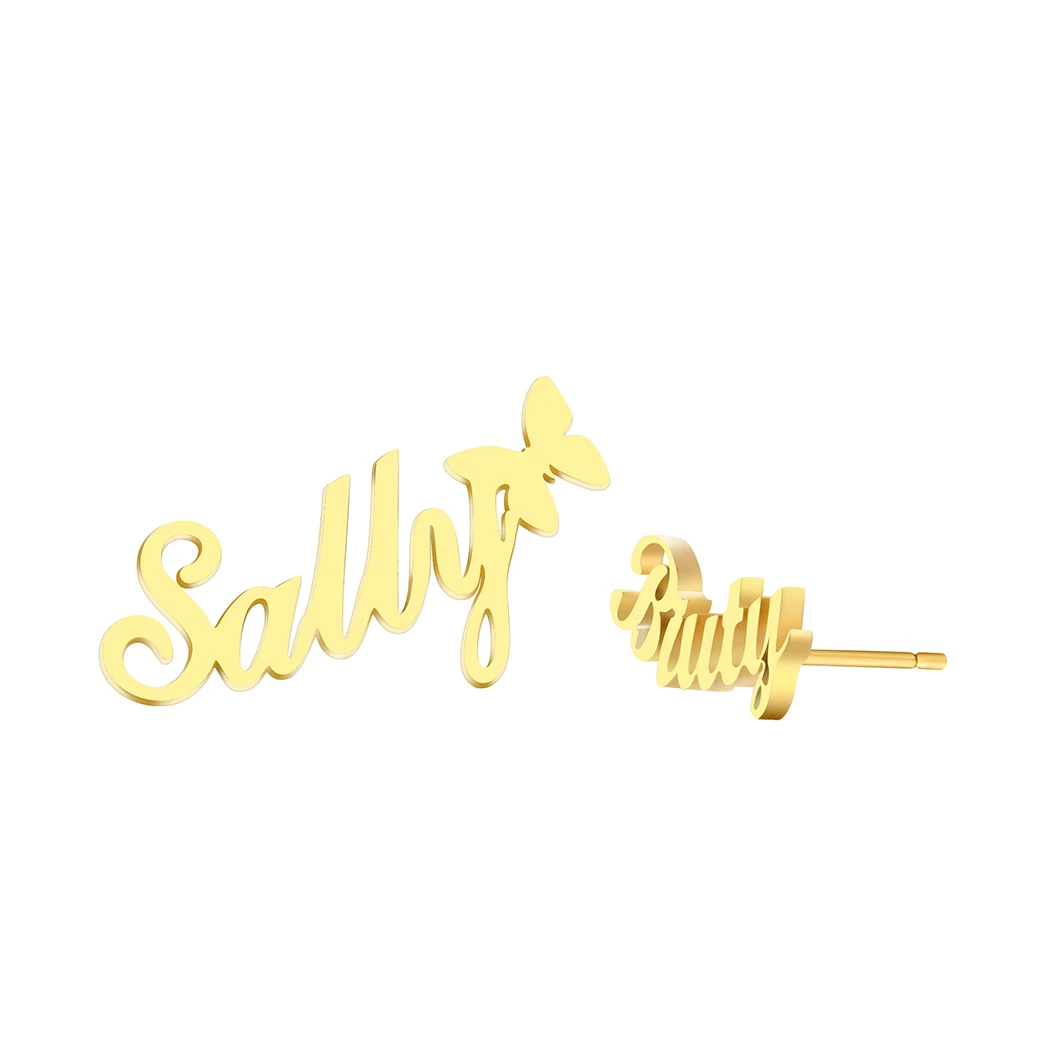 

Stainless Steel Personalized Custom Name Stud Earrings For Women Girls Letter Earring Simple Party