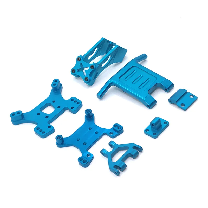 

WLtoys 144010 144001 144002 124017 124019 RC Car Metal Modification Parts, Including Shock Mount, Front Bumper, Rear Wing Set
