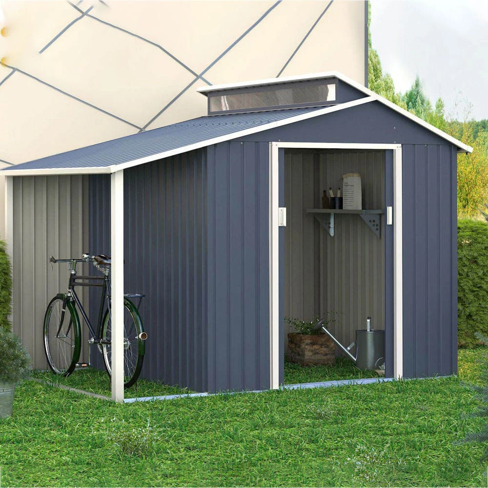 

New Durable Sturdy Brown Shed Storage Room With Vents For Tools Outdoor Garden Storage Shed