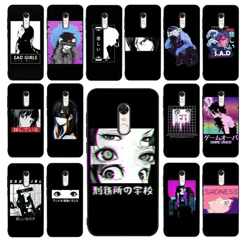 

MaiYaCa Sad Japanese Anime Phone Case for Redmi 5 6 7 8 9 A 5plus K20 4X 6 cover