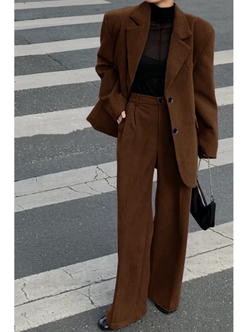 Костюм вельветовый Женский элегантный комплект из 2 предметов брюки однобортная