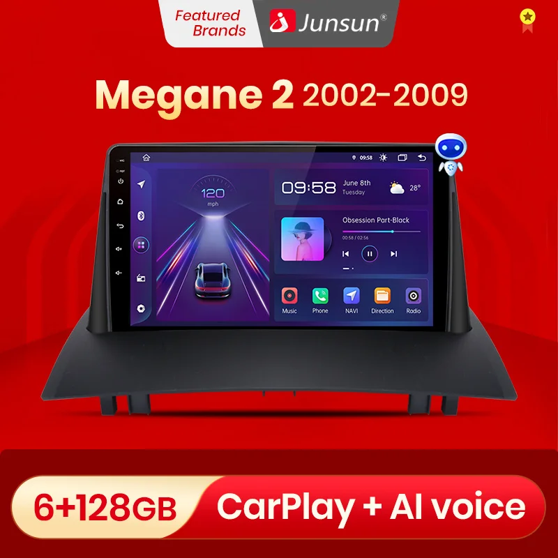 Автомагнитола Junsun V1pro 2 din Android для Renault Megane 2002-2009 Carplay 4G GPS DSP Авторадио | Автомобили и