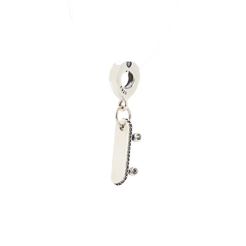 

S925 Sterling Silver Pendant New Free Skateboard Swing Charm String