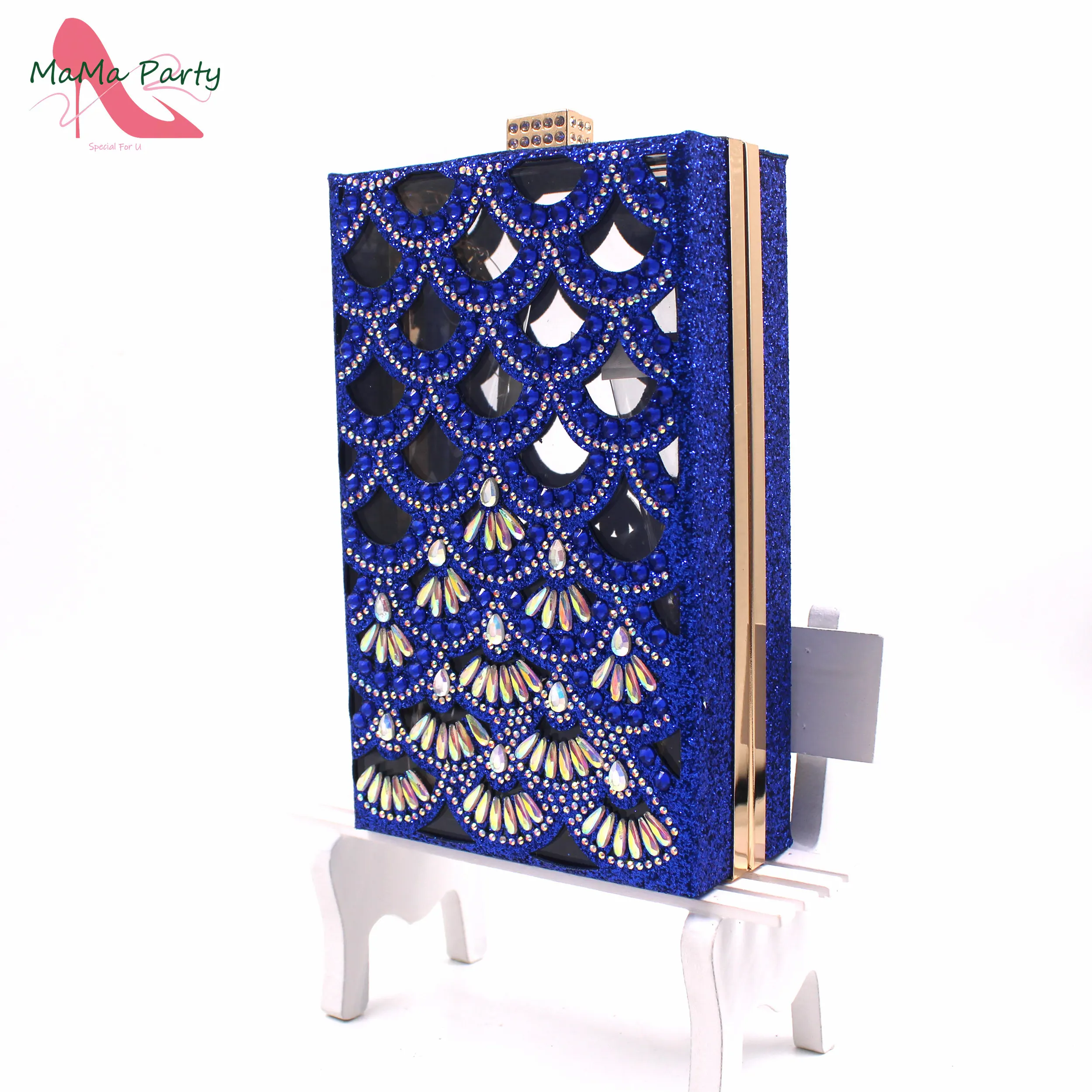 Королевский синий цвет удобная обувь и сумка на среднем каблуке с острым носком