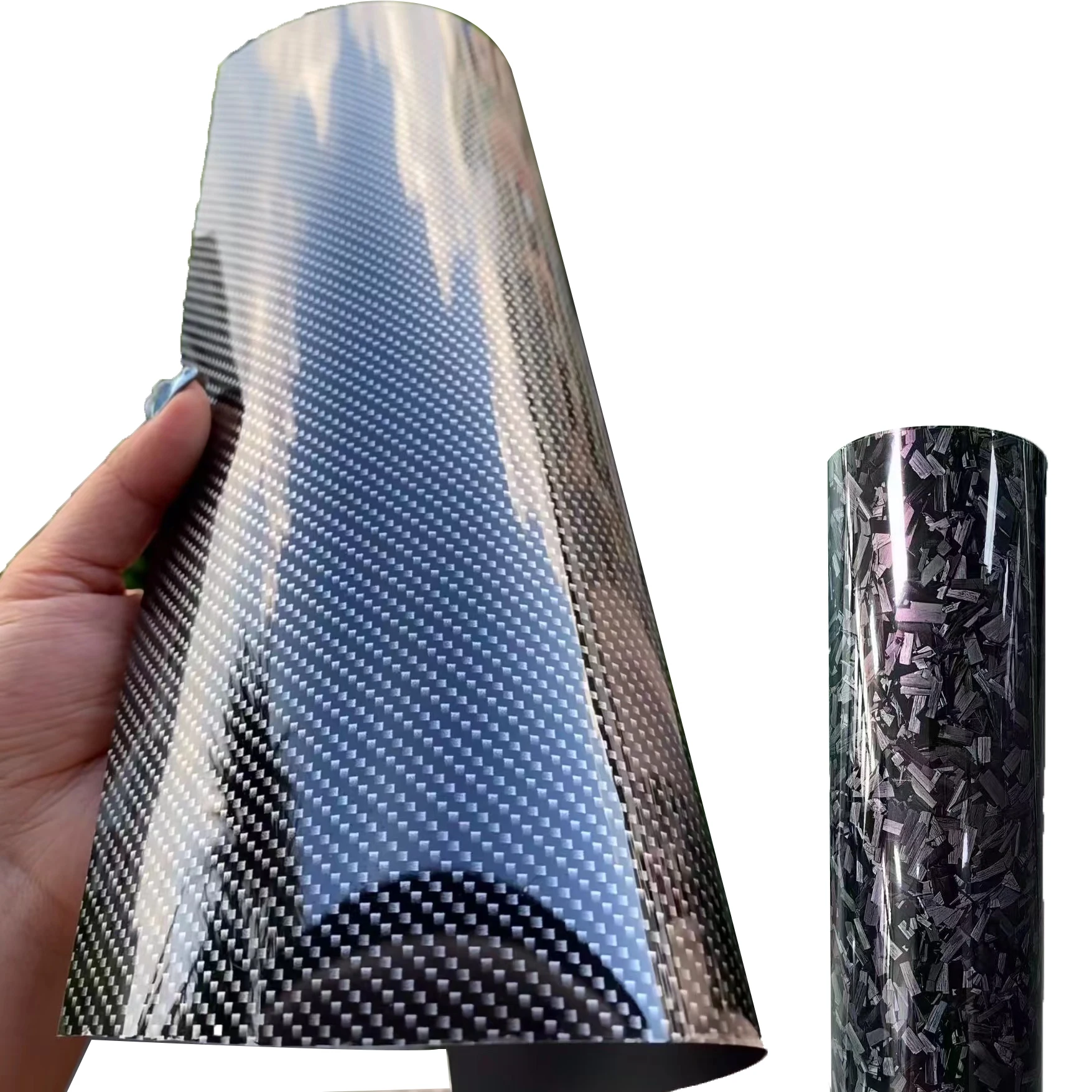Фото Air Bubble Free 3D 4D 5D 6D Gloss Flower Carbon Black Наклейка на все тело автомобиля Пленка Автомобильная пленка из углеродного волокна Виниловый рулон №1